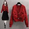 Women's Sweater Autumn Winter Outerwear Vintage Japanese Lazy Style V-neck Bowknot Loose Knitted Cardigan