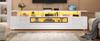 180*38*45cm TV Cabinet with 2 Cabinets and 1 Drawer, Lowboard with LED and 10 Storage Surfaces, Suitable for TVs around 75 Inches