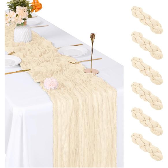 3 Pack Red Cheesecloth Table Runner, 17 x 108 inch, Semi Sheer Boho Cheese Cloth Fabric Table Runner Bulk for Wedding, Birthday, Party, Holiday, Home