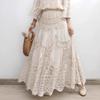 DIMANAF 2025 Новая Праздничная Юбка Женская Вязаная Кружевная Длинная Однотонная Ажурная Сексуальная Ажурная Летний Стиль Базовое Платье
