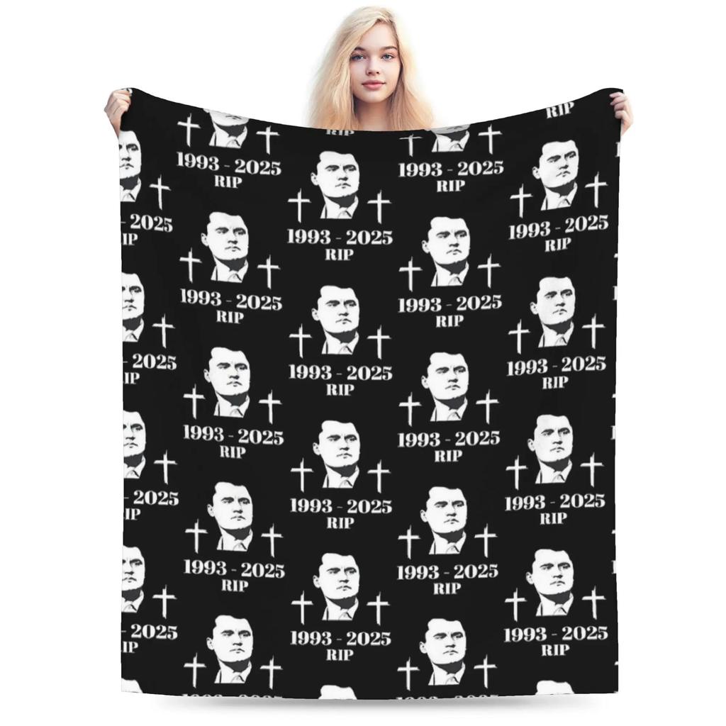 Charlie Kirk Voice of a Generation Patriotic Slogan Warm Plush Throw Blanket for Bedroom Flannel Bedspread