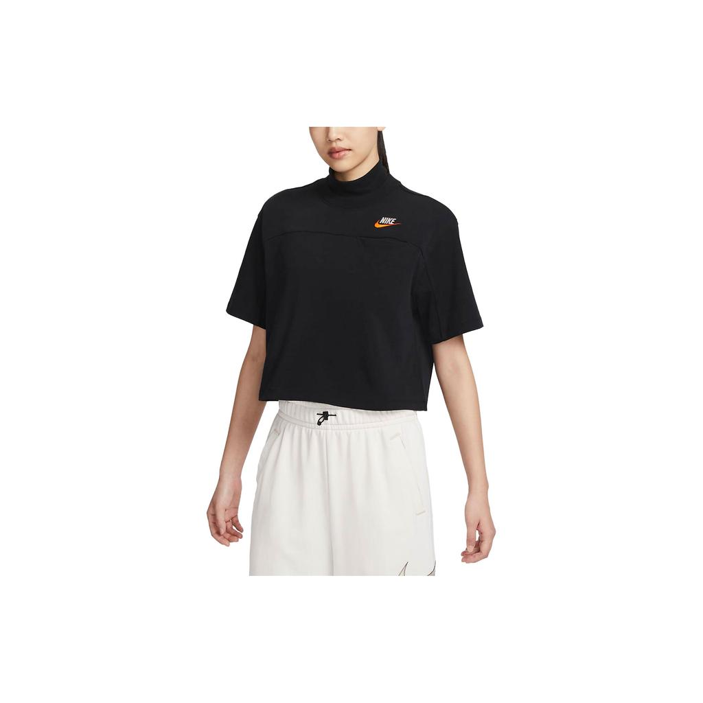 New Nike Drop Shoulder Sleeve T Shirt Women's Black FB7227-010