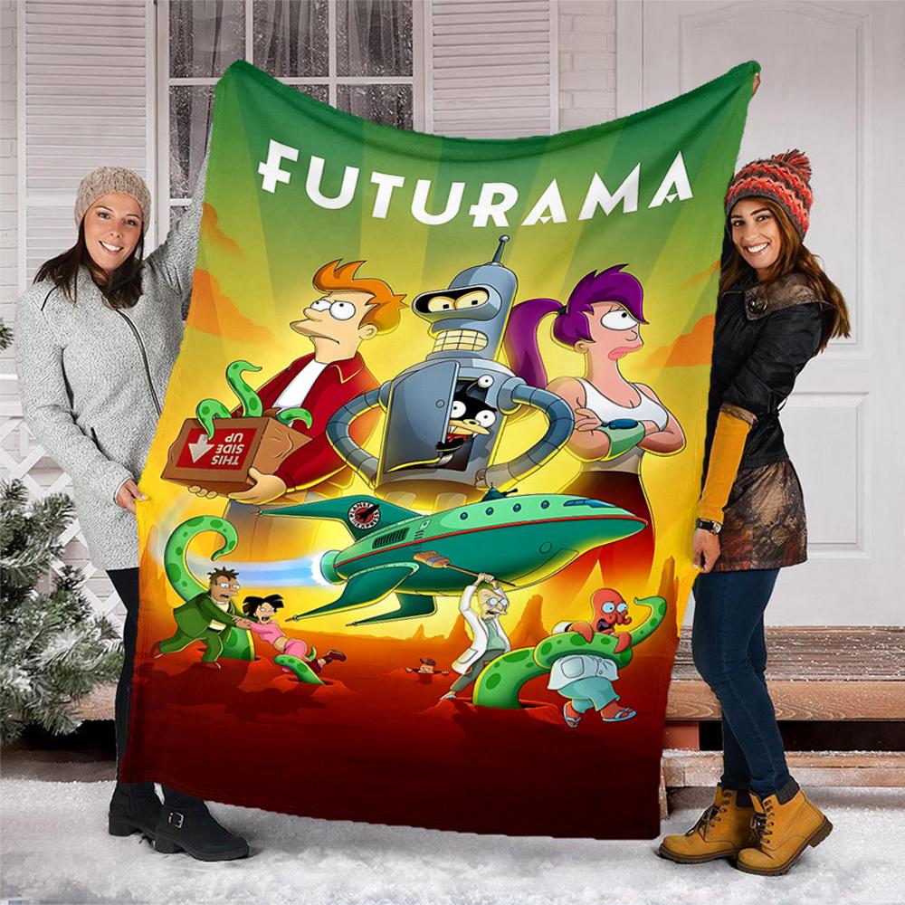 1 шт. Фланелевое одеяло Futurama для улицы, легкое, теплое, уютное, для путешествий, кемпинга, офиса, мягкая полиэстеровая ткань