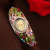 Bangle Dress Watch Vintage Faux Crystal Alloy Pretty Floral Pattern Bracelet Watch