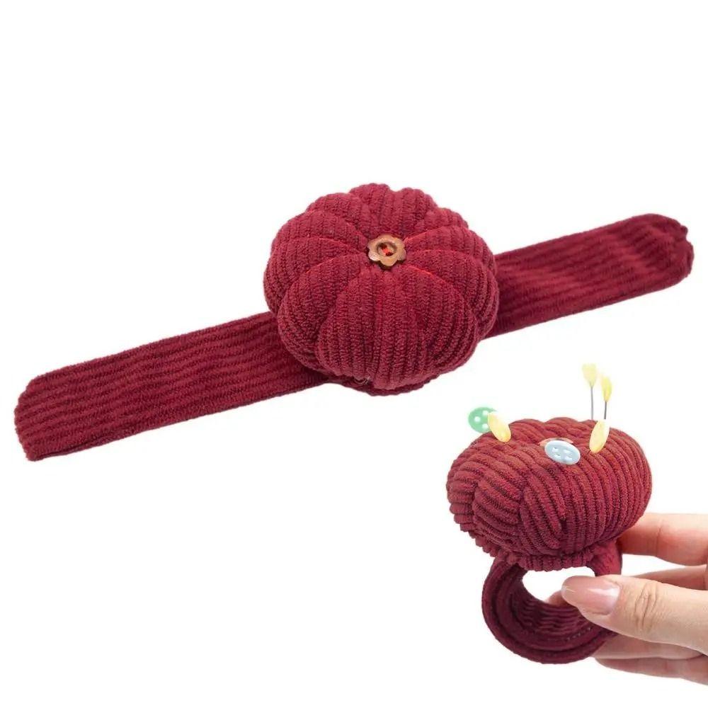 Pumpkin Shaped Wrist Pin Cushion With Elastic Wrist Belt Needle Pillow Needle Cushion Needlework