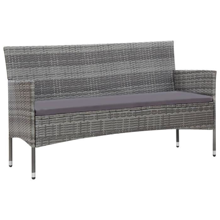 VidaXL Salon de jardin 5 pcs avec coussins Résine tressée Gris