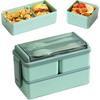 With Fork and Spoon Microwave Bento Boxes Double Layer Dinnerware Set  Office Worker