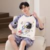 Летняя мужская пижама с симпатичным мультяшным принтом, топы с короткими рукавами и шорты, одежда для сна, домашняя одежда для студентов, комплект из двух предметов, одежда для сна для мальчиков, домашняя одежда для мужчин