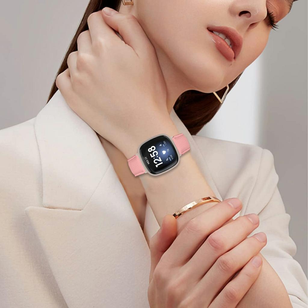 Для Fitbit Versa 4/Sense 2 Настоящий кожаный ремешок для часов со звездообразной застежкой-пряжкой-черепахой