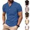 Men's Short Sleeved Lapel Collar T-shirt Casual Round Neck Top