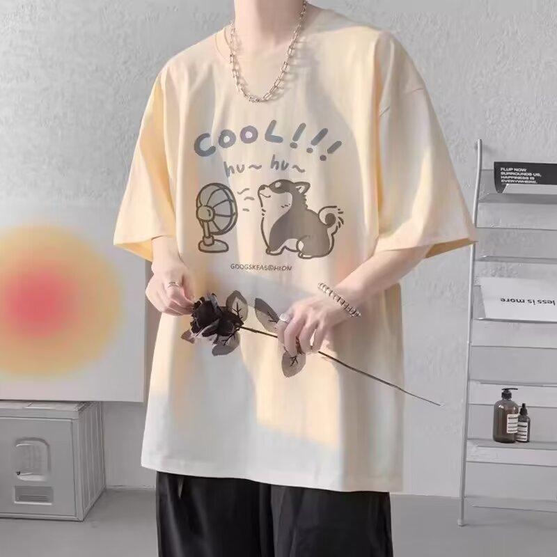 Мужская модная футболка с круглым вырезом и короткими рукавами с принтом для лета, свободный повседневный топ