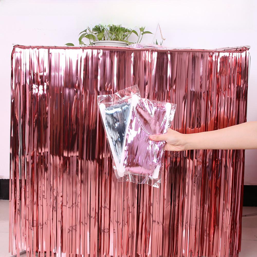 Элегантная 2,75-метровая юбка для стола из дождевого шелка цвета розового золота для потрясающего декора на день рождения