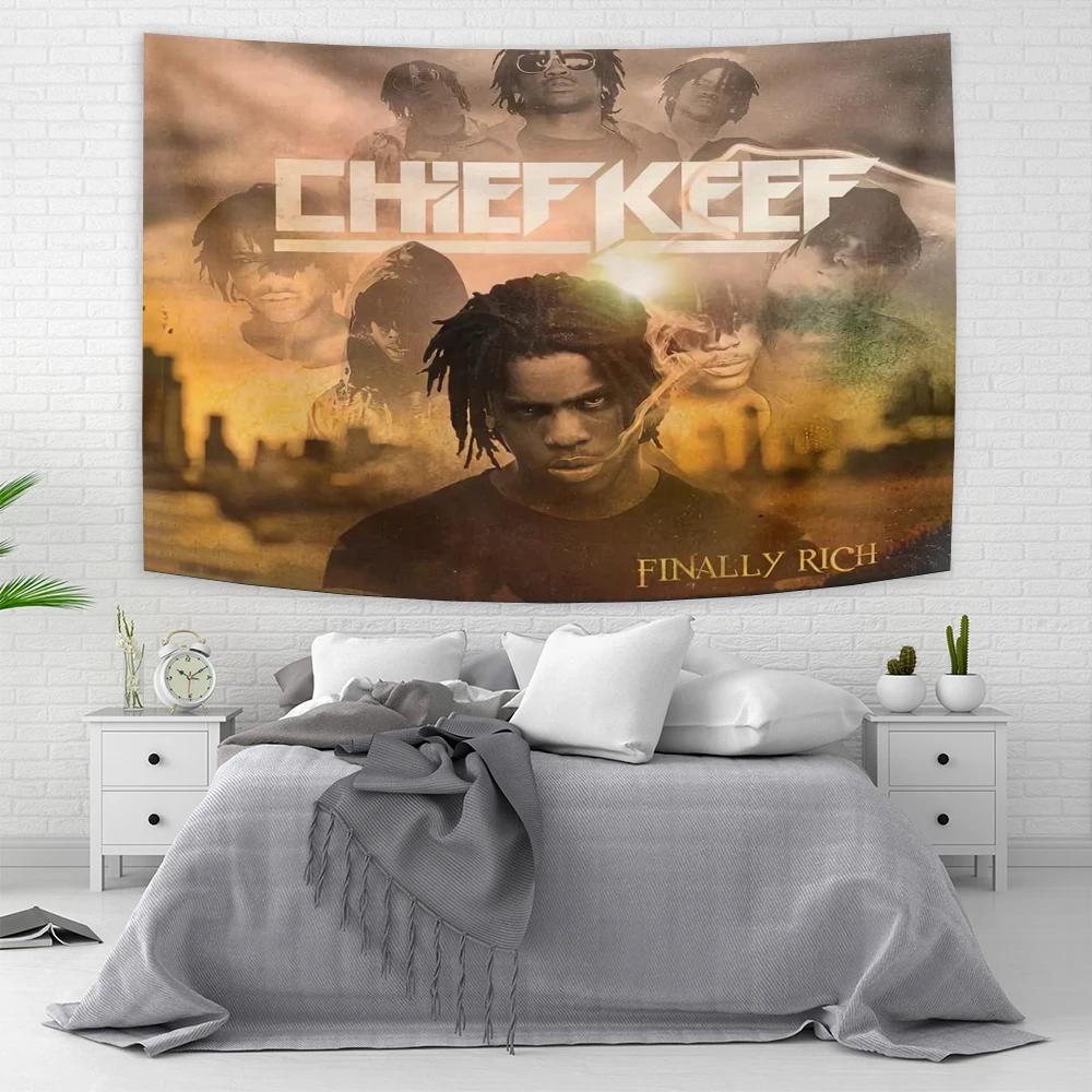 Американский флаг Chief Keef В Саду Эдема Настенный Гобелен Хиппи ХипХоп Рэпер Гобелены Декор комнаты Эстетика
