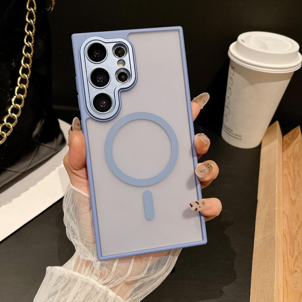 Suitable for Samsung S25ultra Skin Sensitive Magnetic Suction Mobile Phone Case S24plus Matte S23 Lens Film Full Inclusive Protective Case