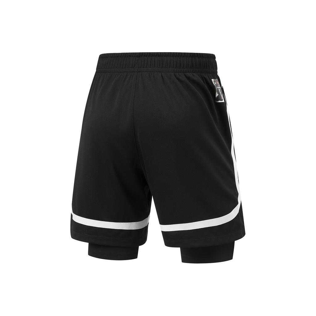 Li-Ning Anti-Five Series Spliced Mid-Rise Quick-Dry Cool Breathable Straight-Leg Sports Shorts Men Shorts Black AKSU701-3
