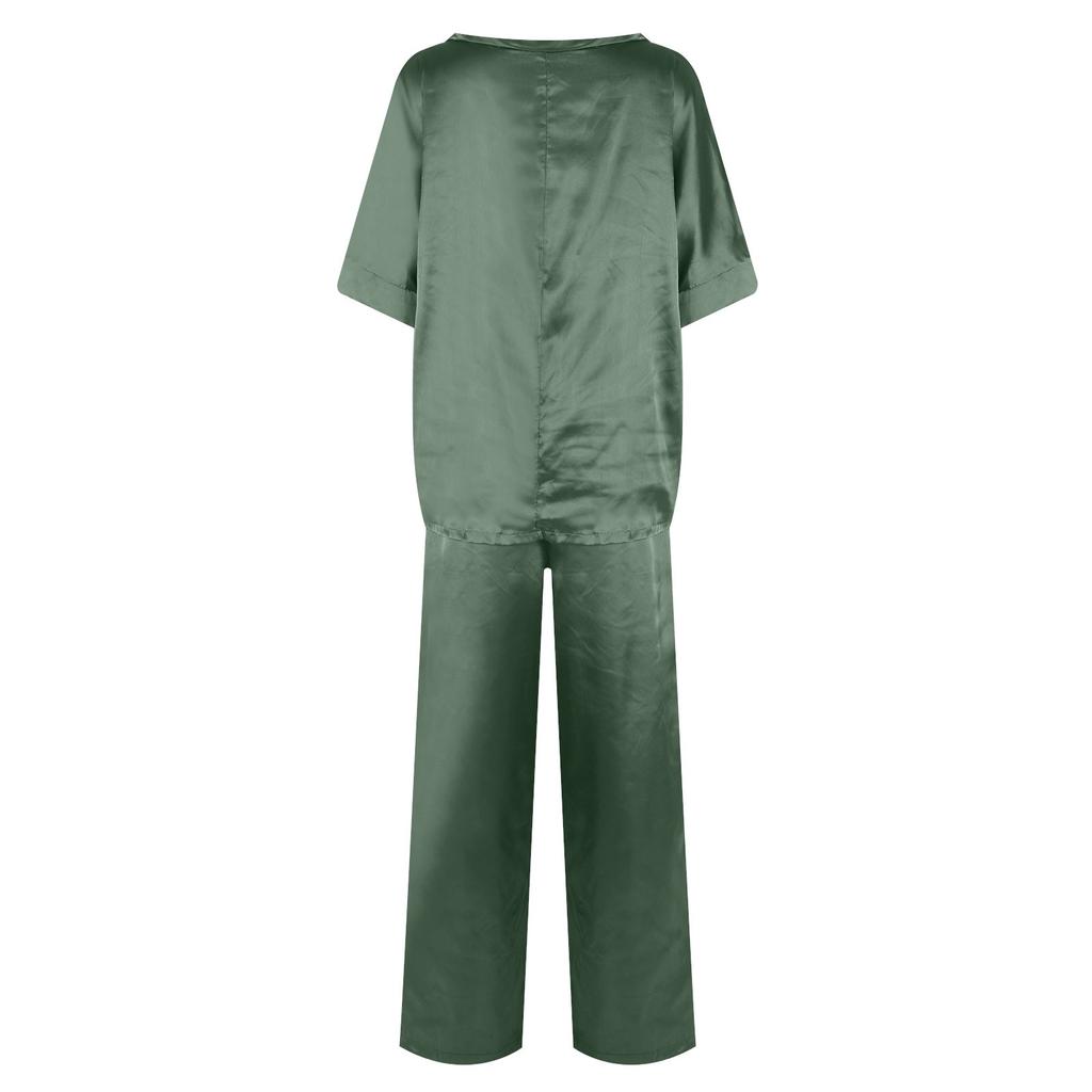 Женский свободный пуловер с v-образным вырезом, повседневный модный костюм с длинными брюками и короткими рукавами