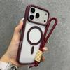 Роскошный Магнитный Чехол Для Телефона Magsafe Для iPhone 17 16 15 14 12 13 Pro Max 16 Plus 17Pro Air Ремешок На Руку/Запястье Прозрачная Задняя Крышка