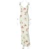 Floral Print Strap Midi Dress for Women Bodycon Sexy Party Clothes  Summer Long Dress Y2K Clothes Evening Holiday
