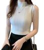 ZRMU High Neck Sleeveless Slim Fit Solid Bottoming Shirt Sweater Vest Women's (White)