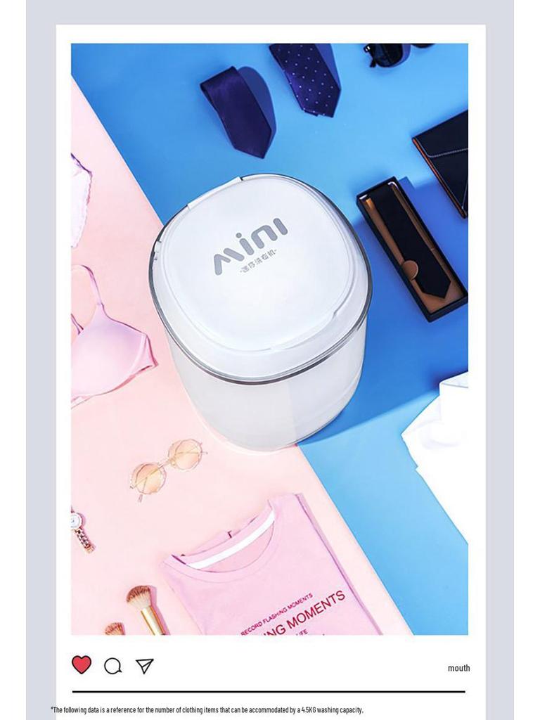 Компактная полуавтоматическая мини-стиральная машина с синим светом и функцией отжима