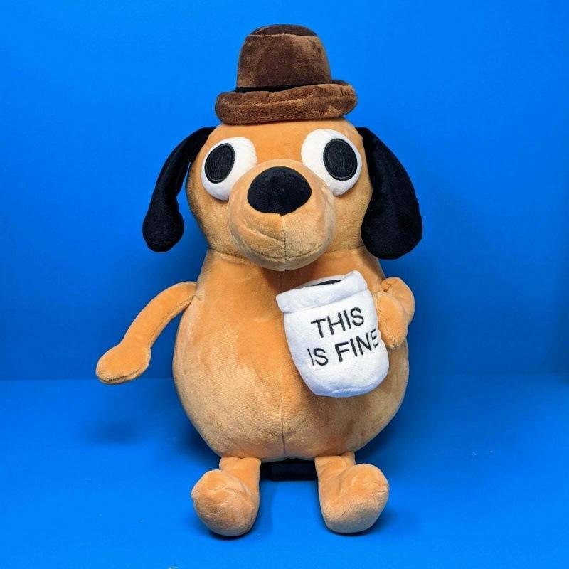 25 см Мем This Is Fine Собака Кофе Плюшевая Игрушка Мягкая Набивная Кукла Животные Детская Игрушка Подарок Для Детей Мальчика День Рождения