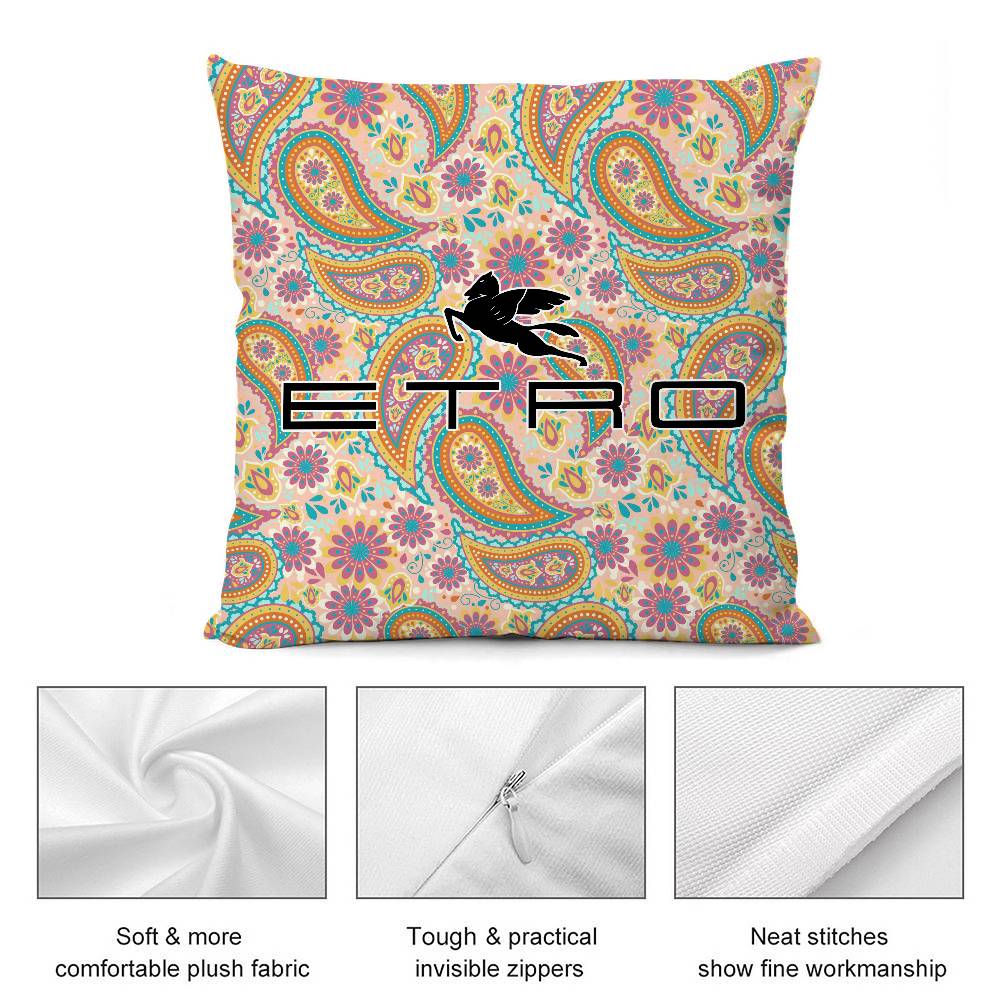 Classic Design E-Etro Pillow Case Plush Fabric Soft Double Sided Print Sofa Cushion Cover Throw Pillow Covers