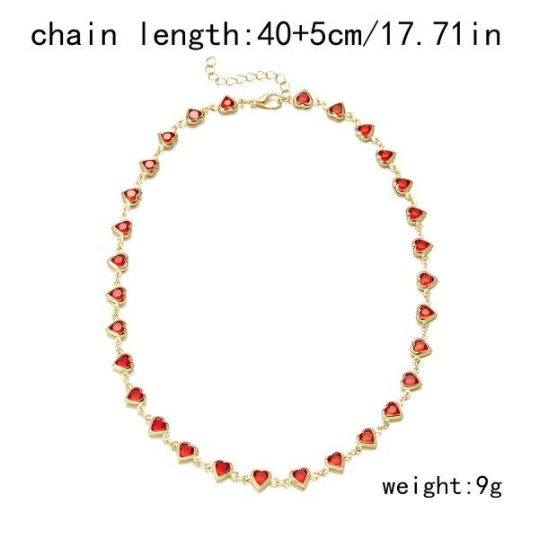 Exquisite Colorful Crystal Heart Choker Necklace For Women Charm Zircon Metal Chain Necklace Party Birthday Jewelry Gift