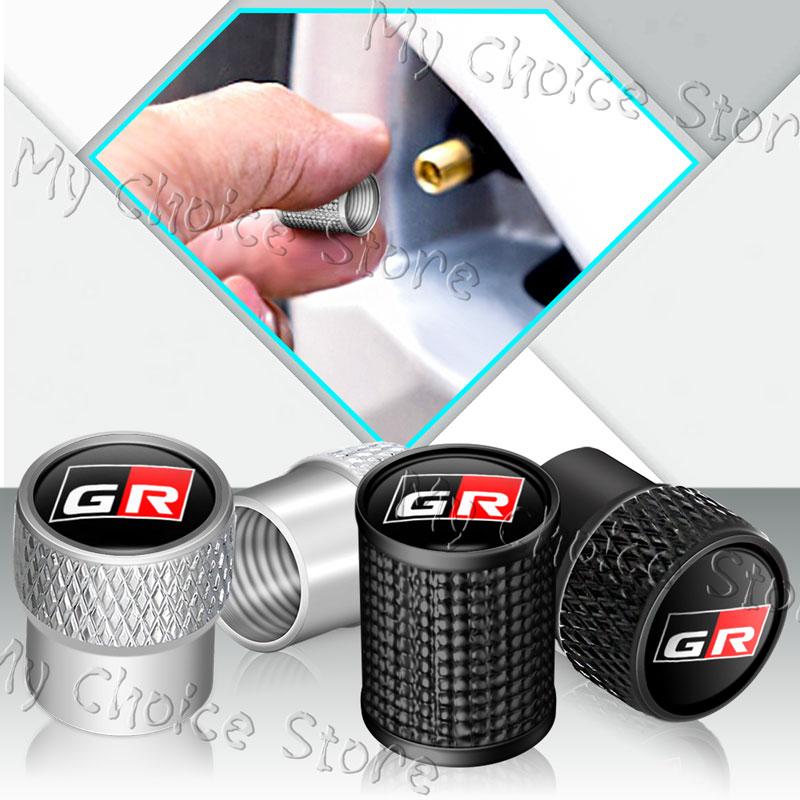 4Pcs/Set GR Sport Logo Car Styling Wheel Tire Valve Air Caps Stem Dustproof Cover For Toyota GR Gazoo Racing Sport Prius Camry