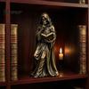 Жуткая смоляная скульптура Готический Жнец в капюшоне Читающий книгу Статуэтка, Мистическая Статуэтка Черепа Волшебника Декор Настольный Декор для книжной полки, Темная Академия