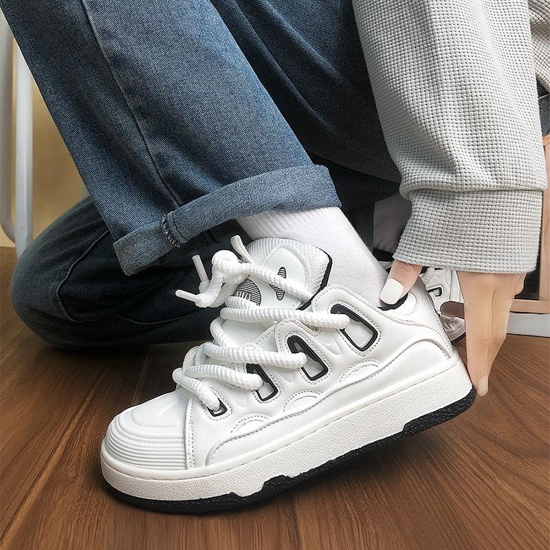 Модные хлопковые туфли кремового цвета, модный хлебный стиль, для влюбленных, Гонконг, спортивные, повседневные, кеды на доске, весна 2025, маленькие белые кроссовки
