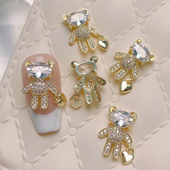 Nail Rhinestone Apply Shape Luxurious Shining Three-dimensional Bear Easy To DIY Nail Art Long Lasting