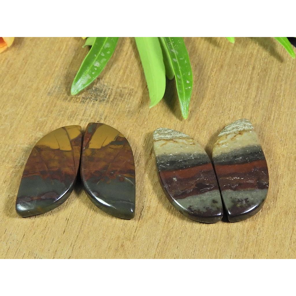 55Cts. Natural Bloodstone Jasper Matched Pair Fancy Gemstone 2Pair Lot B-170