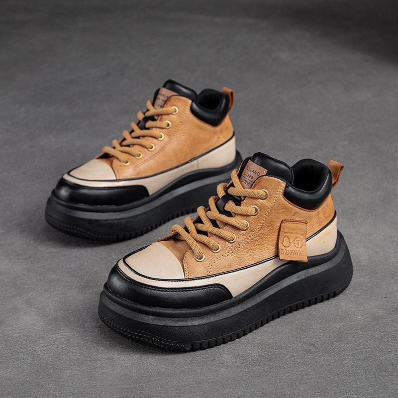 GKTINOO Женские плоские кроссовки из натуральной кожи, Осенняя обувь на платформе, Женская повседневная обувь, Удобные балетки