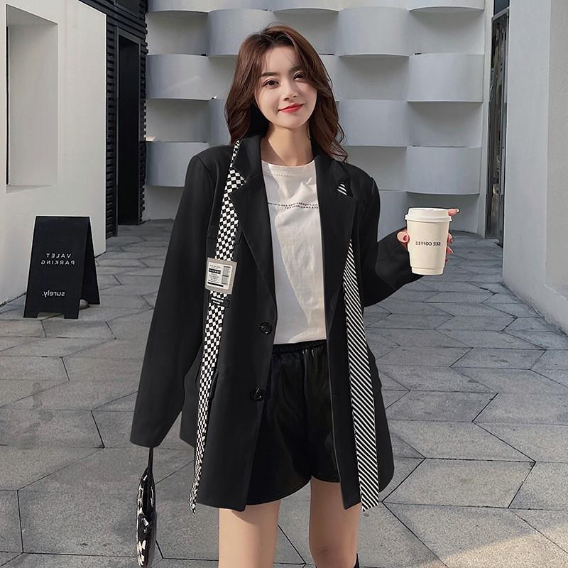 Женский новый британский стиль полосатый галстук пиджак женский свободный костюм