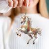 White Horse Acrylic Car Charm Christmas-Themed Ornament Car Rearview Mirror Decor Keychain Backpack Accessory