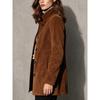 Women S Suede Fabric Lapel Mid Length Loose Casual Coat