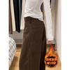Coffee wide-leg jeans women's autumn and winter velvet pear-shaped figure high waist loose and thin scimitar pants