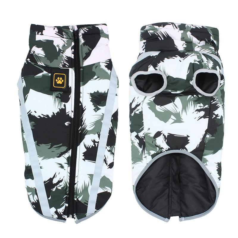 Синяя зимняя стеганая непромокаемая куртка для собак с рисунком каракулей, сохраняющая тепло, ночное отражение, хлопковое пальто для домашних животных, одежда для домашних животных