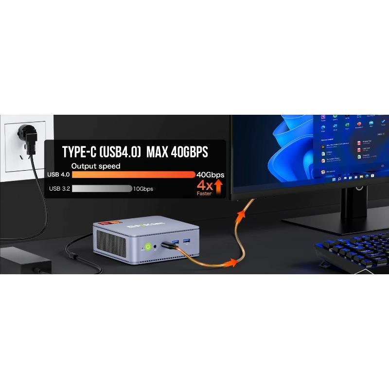 GMKtec K6 Mini PC AMD R7-7840HS 8C/16T 16 Go RAM 512 Go PCIe 4.0 SSD Mini ordinateur de bureau Fenêtre 11 Pro WiFi 6E/BTstimule Type-C