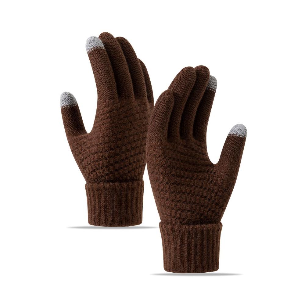 Cute Student Gloves with Winter Velvet Windproof and Cold Proof Cycling Knitted Touch Screen Warm Gloves for Women In Autumn and Winter