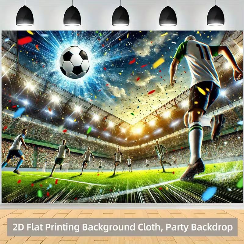 2D Flat Printing Football Stadium Photography Backdrop for Soccer Themed Birthday Party
