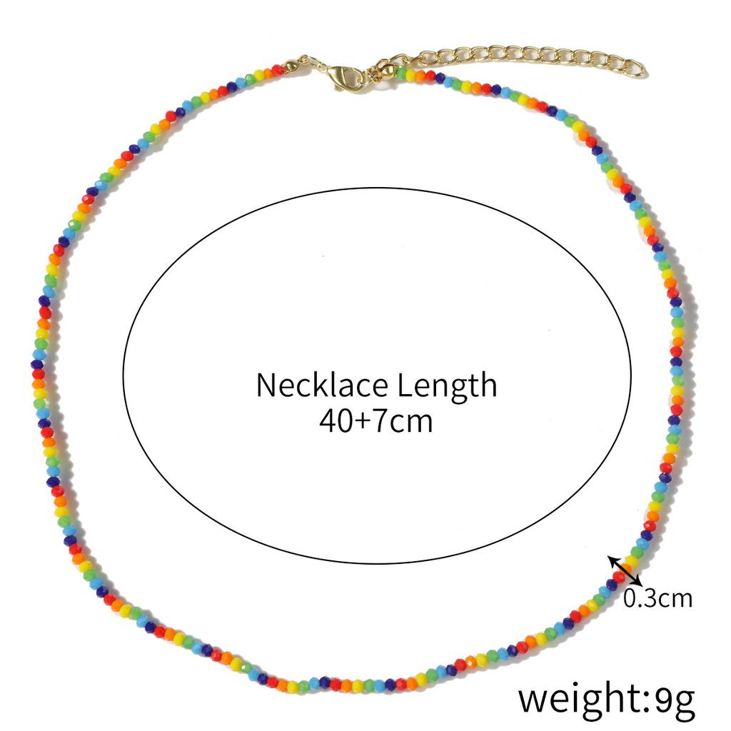 Necklace for Women Crystal Beaded Collarbone Chain Ins Simple Shell Necklace Female Colorful Natural Crystal Rice Bead Necklace