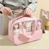with Handle Travel Cosmetic Bag Transparent Women Wash Pack Portable Toiletry Pouch  Makeup