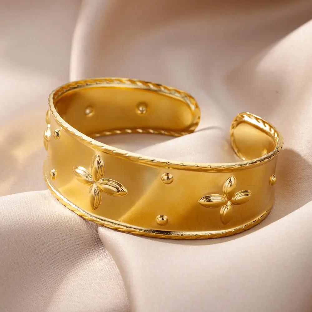 Египетский циркон Браслеты египетской царицы Нефертити для женщин Золотистый браслет-манжета из нержавеющей стали Винтажный регулируемый браслет