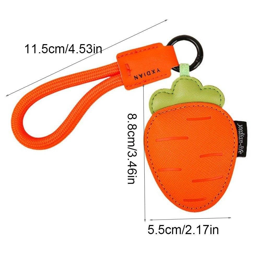 Eggplant Vegetable Keychain Carrot Car Keyring Cute PU Leather Bag Pendant  Girl/Boy