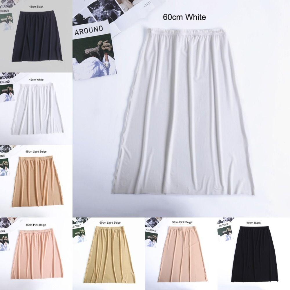 For Girl Ice Silk Underskirt Safety Underskirt Slips Women Long Petticoat Underskirt Half Slips