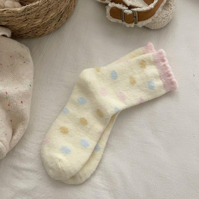 Thick Love Home Warmth Australian Velvet Floor Sleeping Socks Confinement Socks Puppy Cartoon Socks For Children