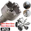 6Pcs TCT Hole Saw Drill Bit Set 22 / 30 / 35 / 45 / 50 / 65mm Carbide Tip Cutter Tool Stainless Steel/Metal Hole Opener