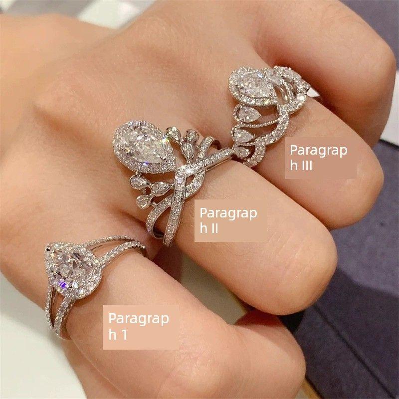 Accessible Luxury Fashion Micro-Inlaid Crown Water Drop Full Rhinestone Zircon