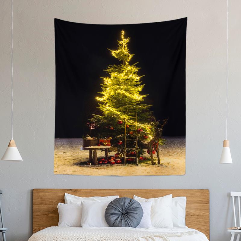 Christmas Tree Decoration Printed Pattern Tapestry Home Living Room Bedroom Wall Decoration Background Cloth Tapestry 230x180cm